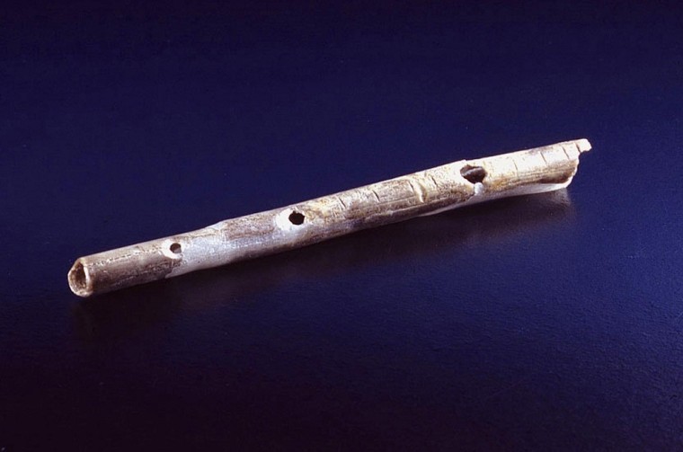 A 40,000-year-old flute from the site of Geissenklosterle made from bird bones.