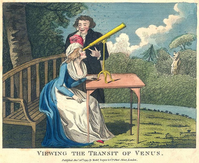 A French cartoon titled "Viewing the Transit of Venus."