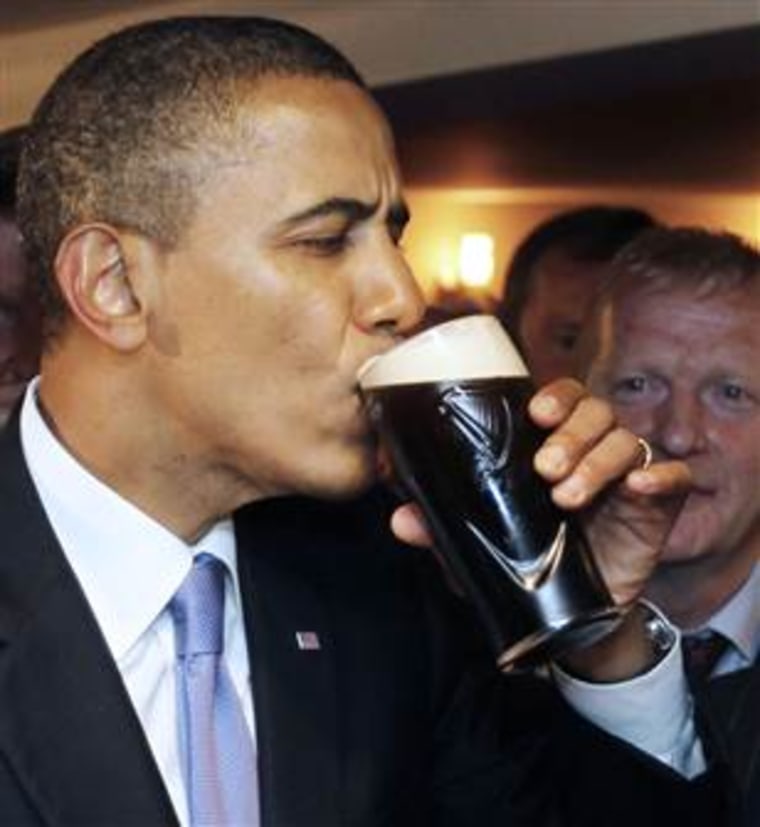 President Barack Obama learned a thing or two about Guinness bubbles when he had a beer and met with local residents at Ollie Hayes pub in Moneygall, Ireland, the ancestral homeland of his great-great-great grandfather, last June. 