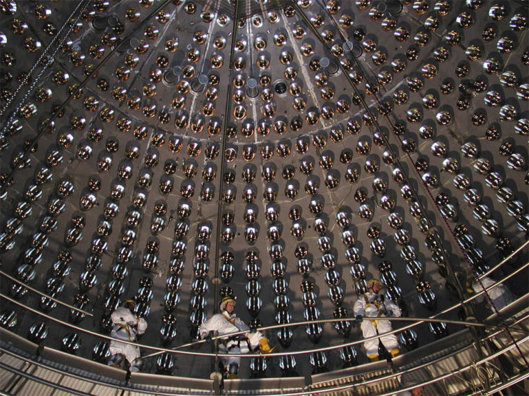 The Gran Sasso National Laboratory of the Italian Institute of Nuclear Physics, located nearly a mile below the surface of the Gran Sasso mountains about 60 miles outside of Rome, detects tiny particles called neutrinos.