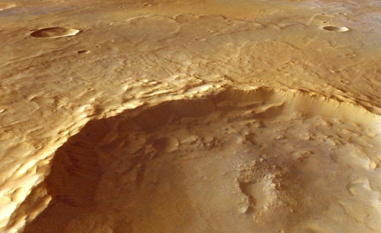 This large crater, which measures 15 miles (25 kilometers) across, has excavated rocks which have been altered by groundwater in the crust before the impact occurred. Using ESA's Mars Express and NASA's Mars Reconnaissance Orbiter, scientists have identified hydrated minerals in the central mound of the crater, on the crater walls and on the large ejecta blanket around the crater.