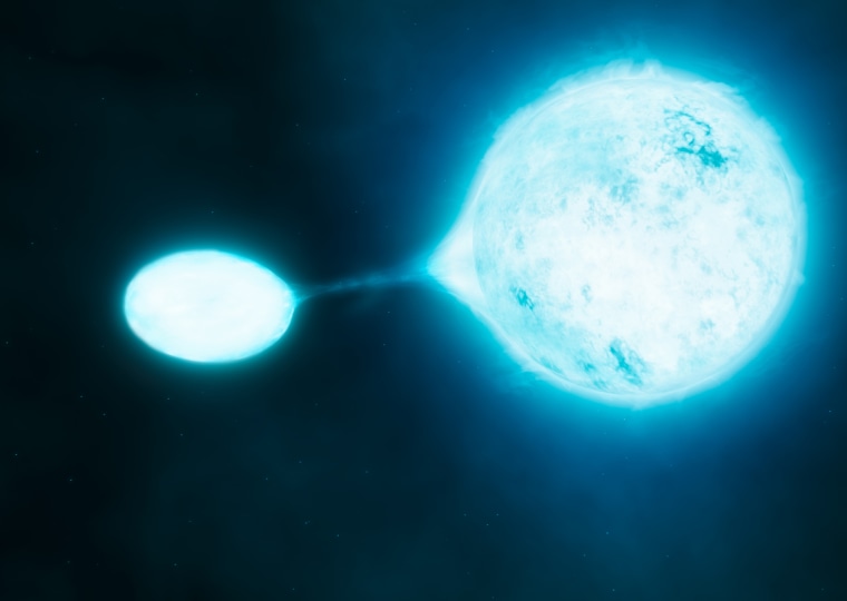 An artist's impression of a vampire star and its victim.