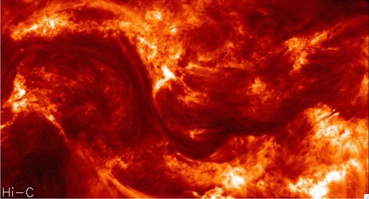 NASA's High Resolution Coronal Imager telescope, or Hi-C, captured this high-resolution shot of the sun's outer atmosphere during a 10-minute suborbital spaceflight on July 11.