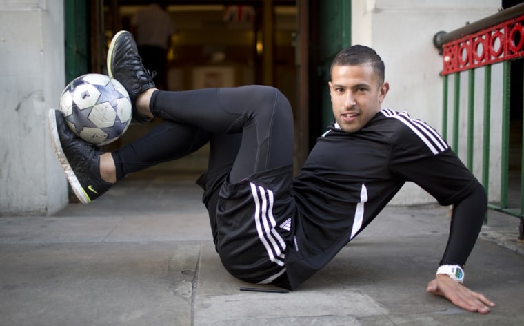 Image: 'Fasting doesn't have to mean weakness, it can help you find strength from within,' says Colin Nell, a 27-year-old soccer coach and skills champion from London whose mother is of Palestinian and Yemeni descent.
