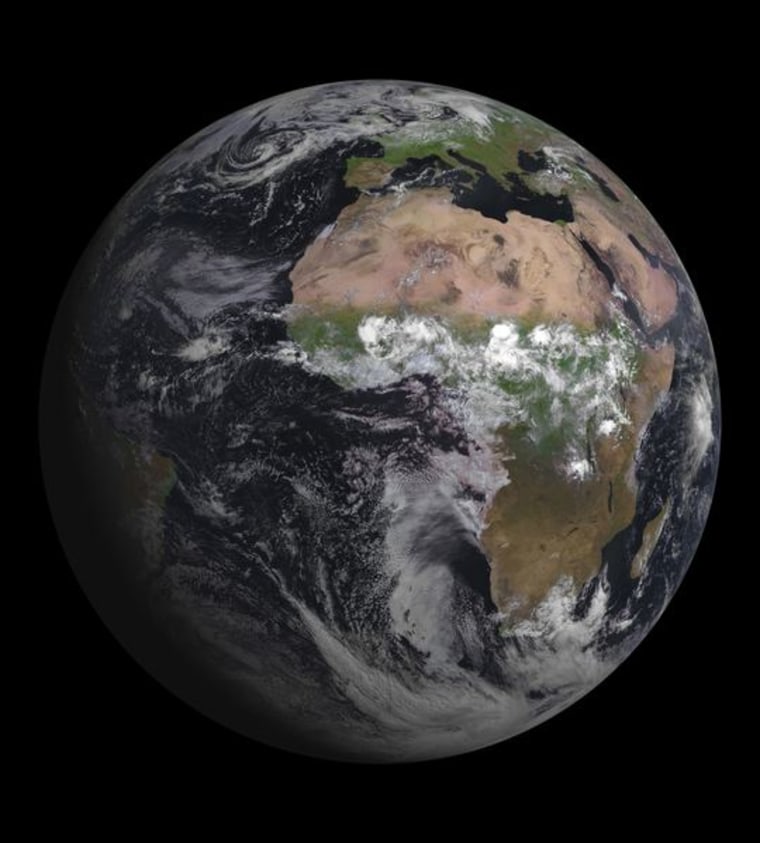 This image of the Earth taken by the European satellite MSG-3 was  released on Tuesday.