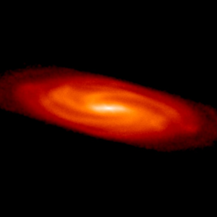 This high-resolution simulation of the Milky Way galaxy was used to test a mass-measuring technique used to estimate the density of dark matter near the sun in study this month.