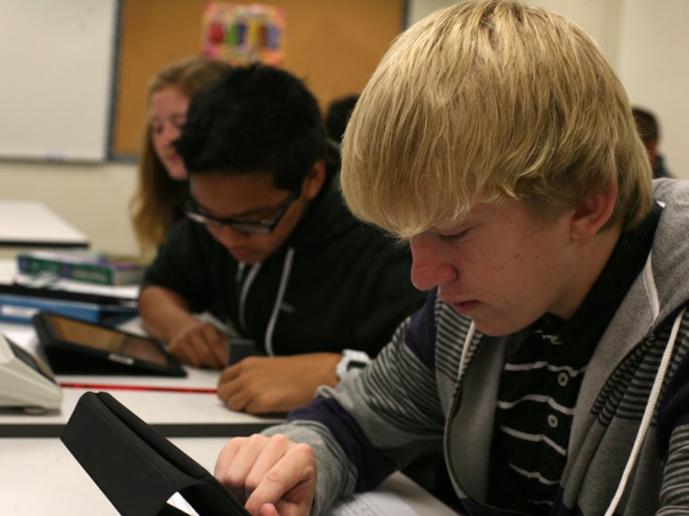 Students at Archibishop Mitty H.S. in San Jose, Calif. use iPads in the classroom.