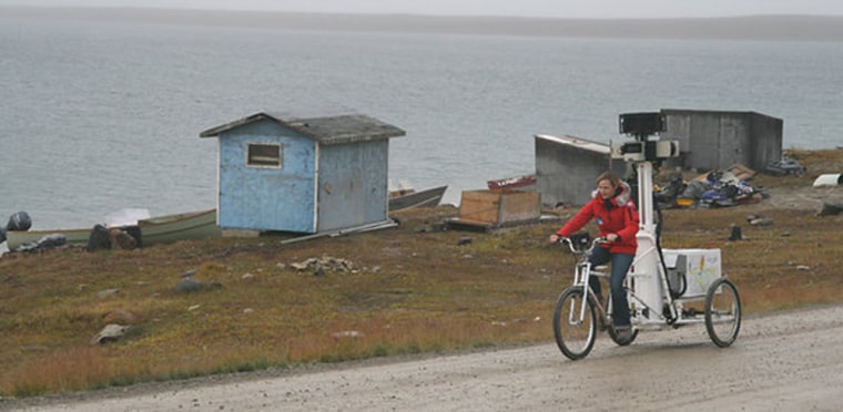 Image: Karin Tuxen-Bettman captures images of Cambridge Bay, Nunavut, with a Google Street View tricycle.
