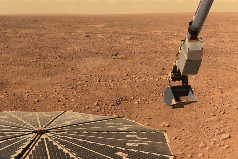 In 2008, NASA's Phoenix Mars lander landed in the Martian arctic region and uncovered evidence of water ice. 