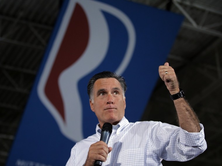 Image: Republican presidential candidate Romney speaks at a campaign rally in Mansfield