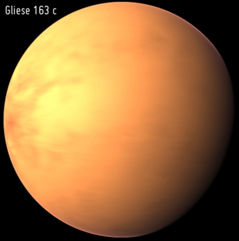 An artist's rendition of the "super Earth" Gliese 163c, which may be capable of supporting microbial life.