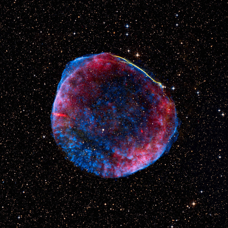 A composite image of the SN 1006 supernova remnant, which is located about 7,100 light-years from Earth.