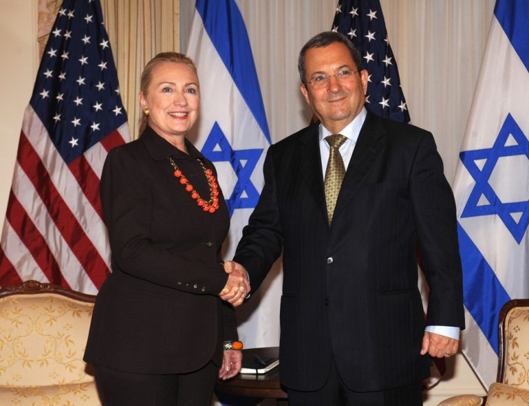 Image: U.S. Secretary of State Hillary Rodham Clinton meets with Israeli Defense Minister Ehud Barak.