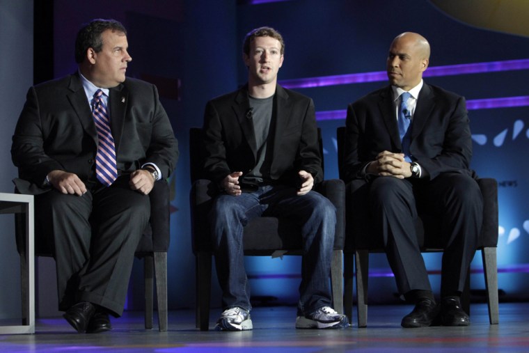 Chris Christie,  Mark Zuckerberg, Cory Booker