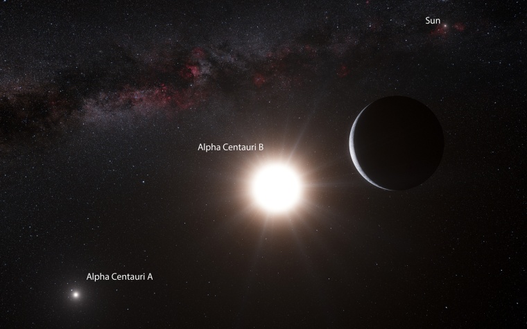 This artist's concept shows the newfound alien planet Alpha Centauri Bb, found in a three-star system just 4.3 light-years from Earth.