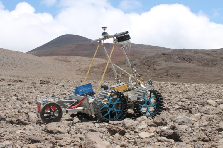 A protoype of Canada's Juno rover stretching its legs here on Earth.