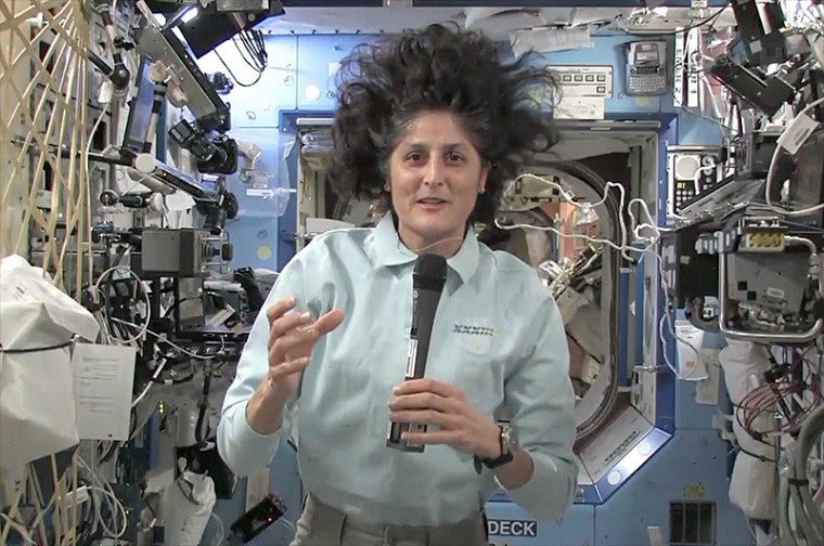 Expedition 33 commander Sunita "Suni" Williams takes part in an interview with collectSpace.com from on board the International Space Station on Oct. 19.