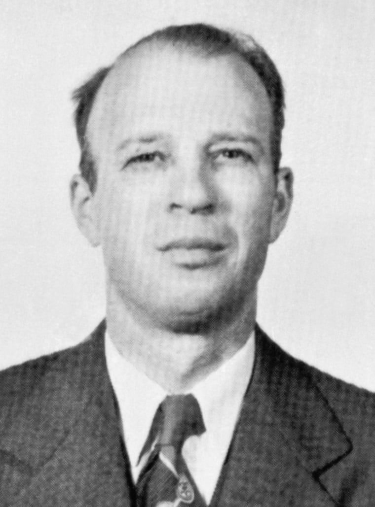 Biochemist Frank Olson, shown here in a 1952 file picture, died in 1953 after falling from a hotel window in Manhattan. Olson's family is suing the federal government over his death.