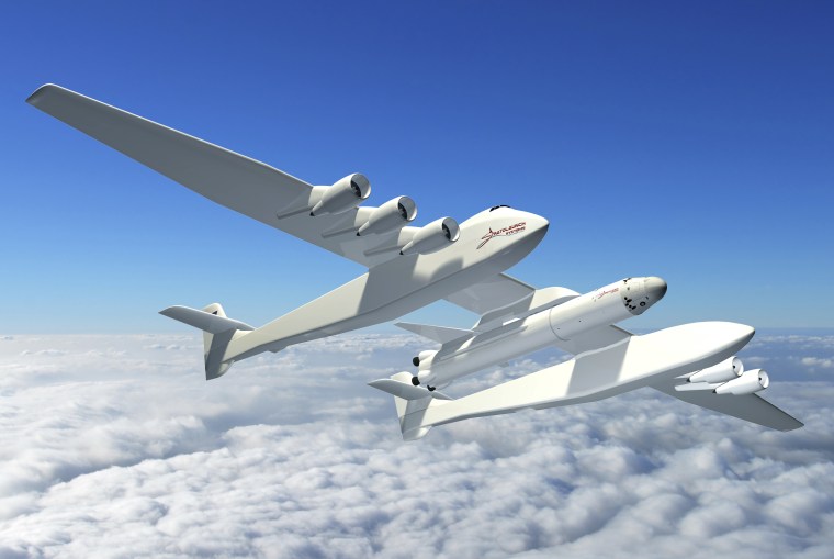An artist's impression of the Stratolaunch Systems carrier aircraft.