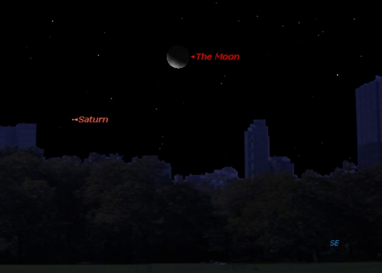 Image: Sky map of Saturn and the moon on Jan. 6, 2013.