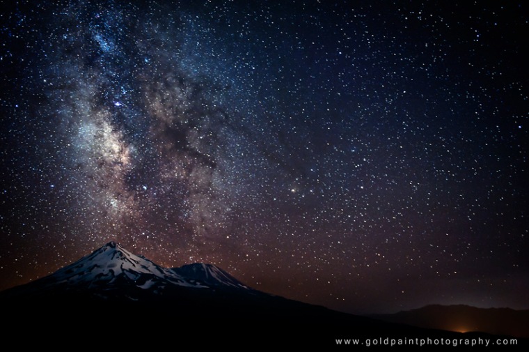 Veteran night sky photographer Brad Goldpaint took this amazing photo of the Milky Way over Mount Shasta, Calif., during three years of astronomical photo sessions. The image is featured in Goldpaint's night sky observing video "Within Two Worlds."