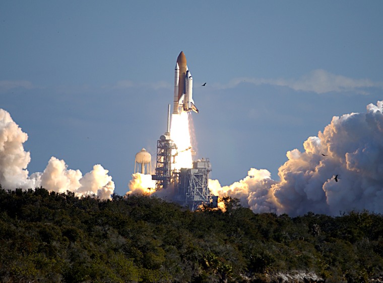 Space shuttle Columbia launches on mission STS-107, Jan. 16, 2003. 