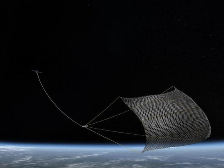 Image: Depiction, space debris fishing net