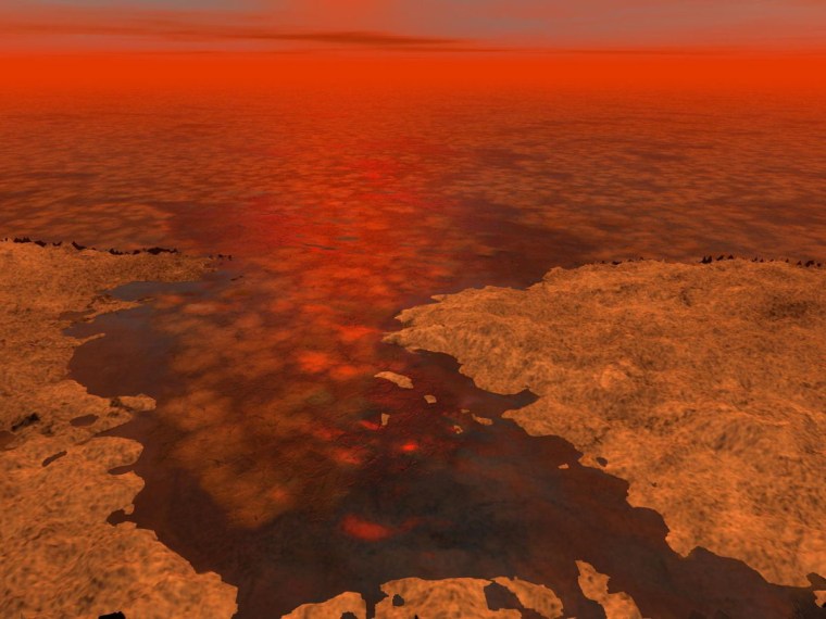 Image: Artist's concept of hydrocarbon ice forming on Saturn moon Titan