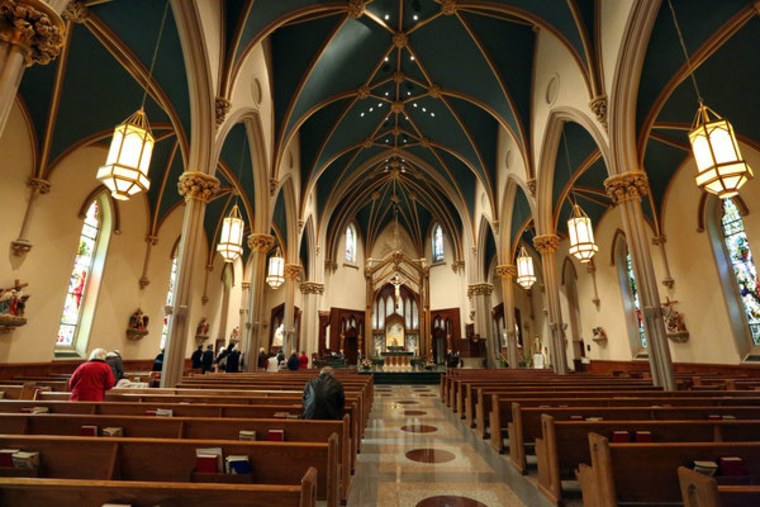 The Cathedral of St. Augustine, in Bridgeport, Connecticut, where Monsignor Kevin Wallin was removed as pastor.