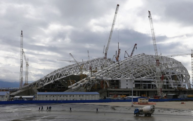 Image: The Fisht Olympic stadium for the Sochi 2014 Winter Olympics, is seen under construction inside the Olympic Park in Adler, near Sochi
