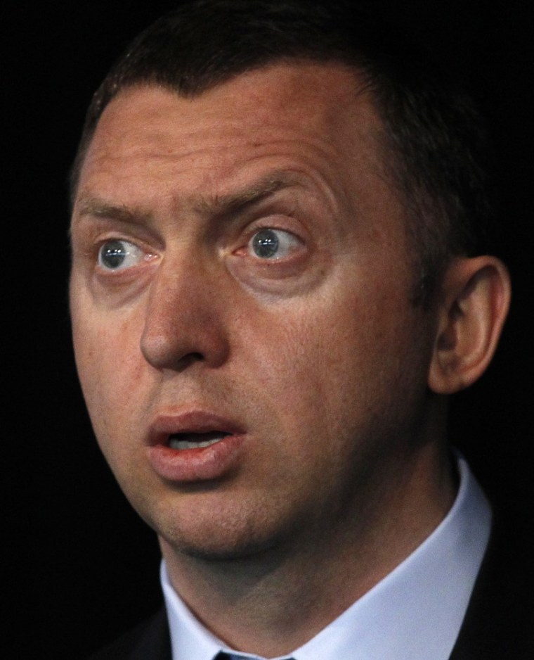 Image: File photo of UC RUSAL CEO Deripaska speaking at an industry lunch in Melbourne