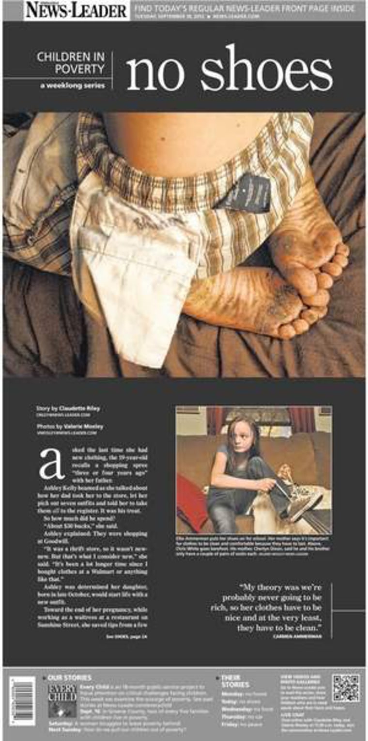 Front page from part three of the eight-day Children in Poverty series from the Springfield News-Leader in Missouri.