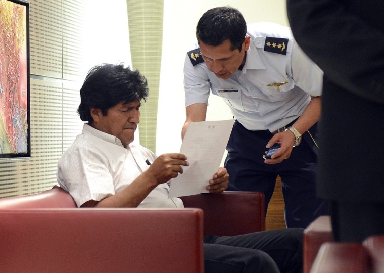 Image: Evo Morales at Vienna airport