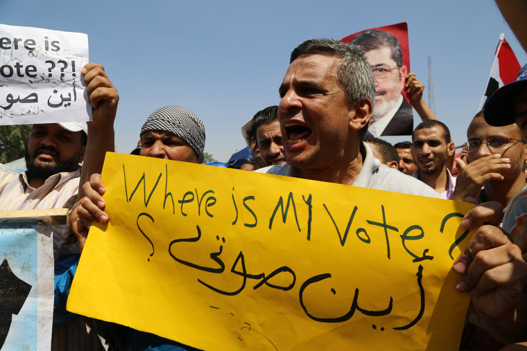 A supporter of Mohammed Morsi shouts in Egypt on July 5.