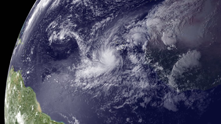 Tropical Storm Humberto off the African coast. This image was taken by METEOSAT-10 at 1730Z on Sept. 9.