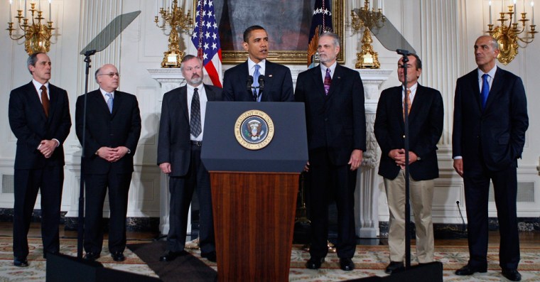 Image: Barack Obama, Thomas Priselac, Richard Clark, George Halverson, J. James Rohack, Dennis Rivera, Michael  Mussallem