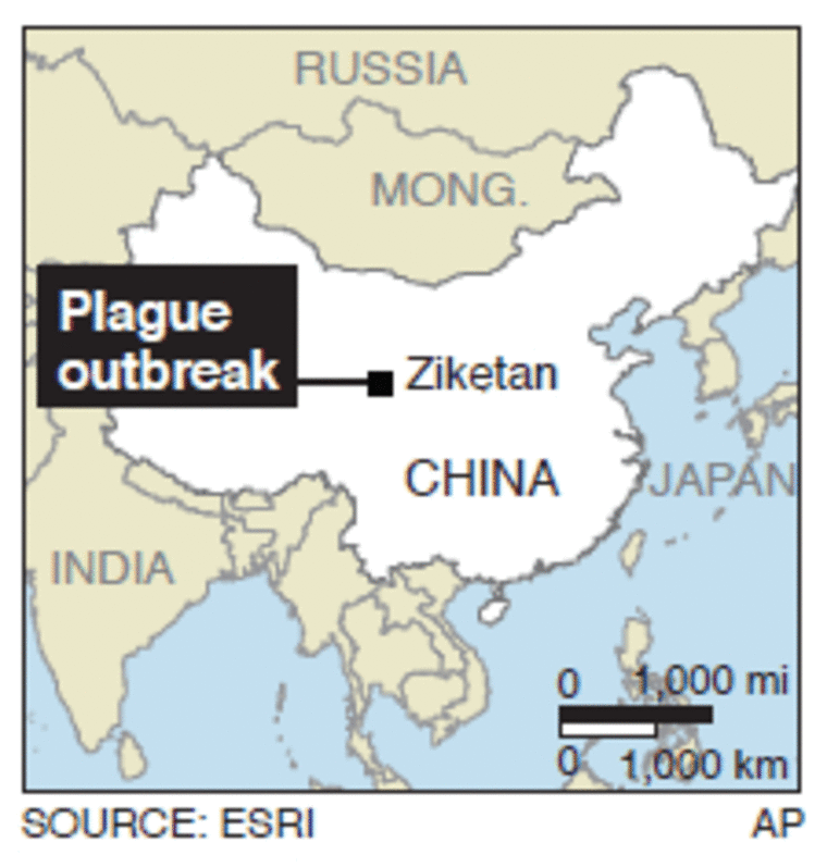 China disinfects town as plague kills third man