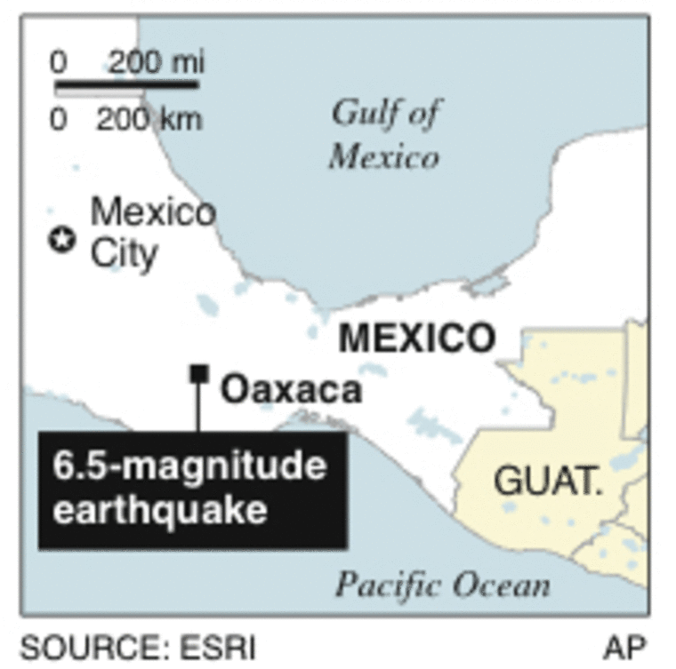 Image: Locator map of earthquake in Oaxaca, Mexico