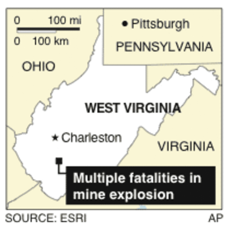 Image: Locator map of mine explosion in W. Virginia