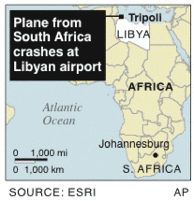 Image: Locator map of plane crash in Tripoli, Libya