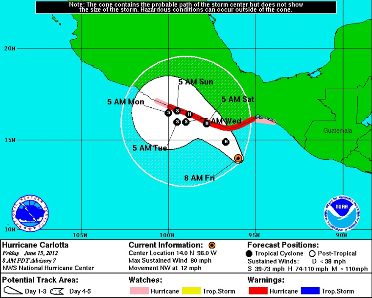 Carlotta now Cat 2 hurricane; on track for Acapulco