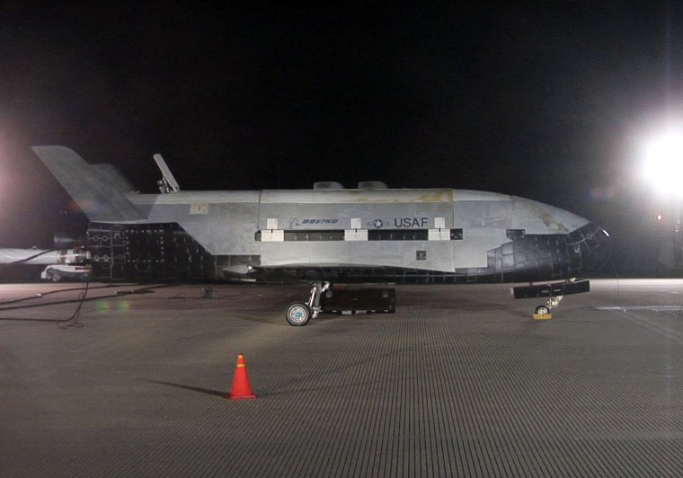 An Air Force photographer snapped this profile view of the X-37B shortly after its landing on Dec. 3, 2010, which marked the end of the secret vehicle's maiden space mission.