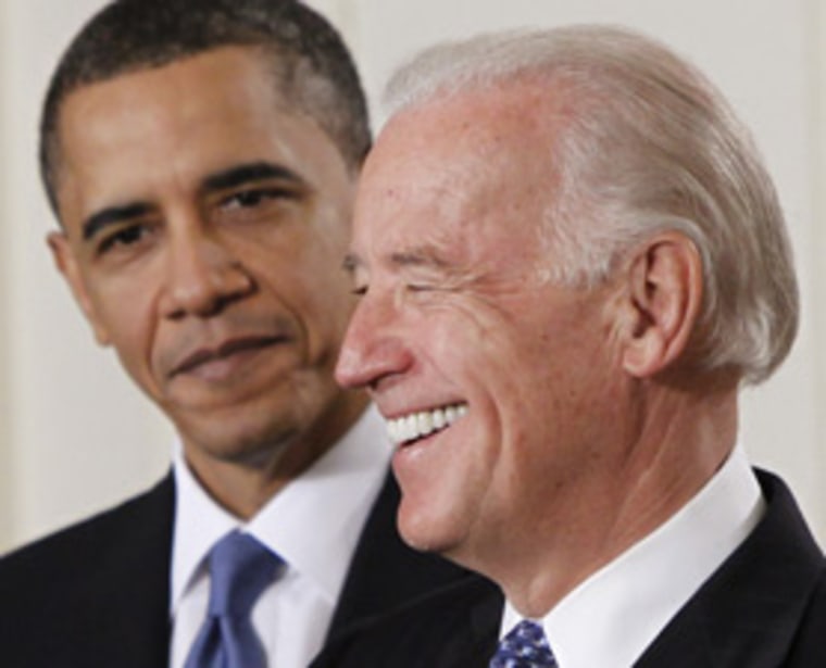 Vice President Joe Biden introduces President Barack Obama on March 23, 2010, before the president signed the health care reform bill. Biden would soon make a controversial comment to the president.