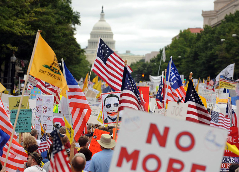 Image: Thousands of people join a march and demonstration to protest health care reform proposed by US President Barack Obama