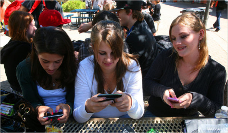 Image: Students texting