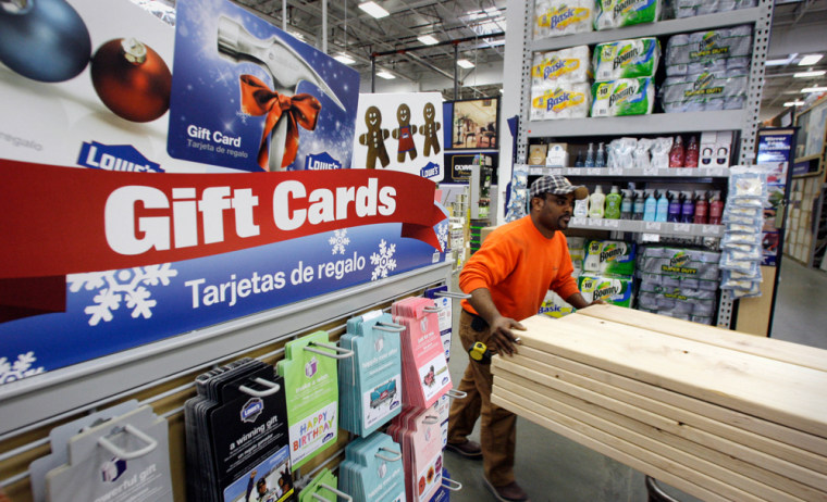 Image: Gift cards on display in Lowe's