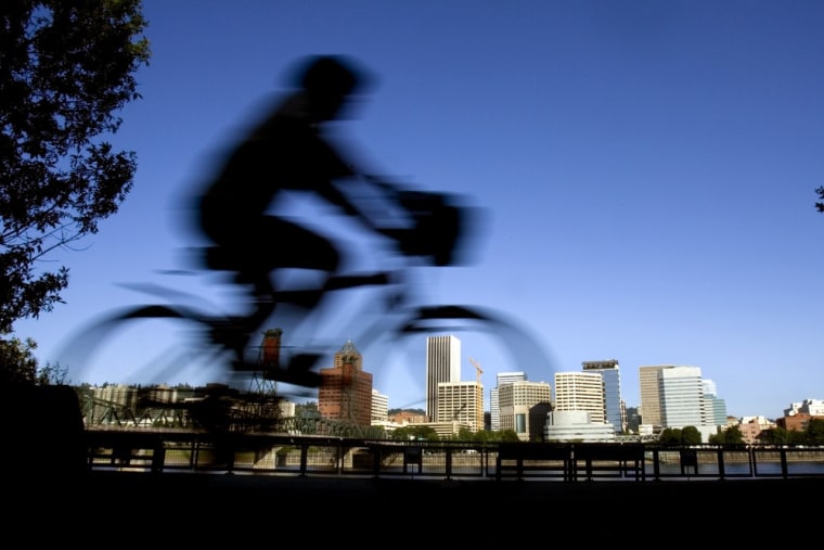 Image: Bicyclist in Portland, Ore.