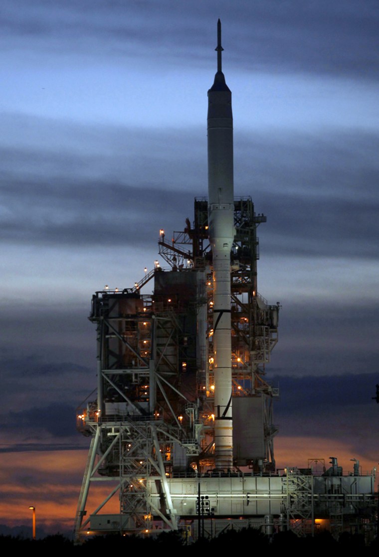 Image: Ares I-X test rocket sits on launch pad 39B at the Kennedy Space Center in Cape Canaveral