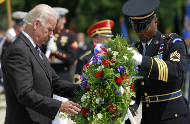 Image: Vice President Joe Biden lays a wreath at the Tomb of the Unknowns
