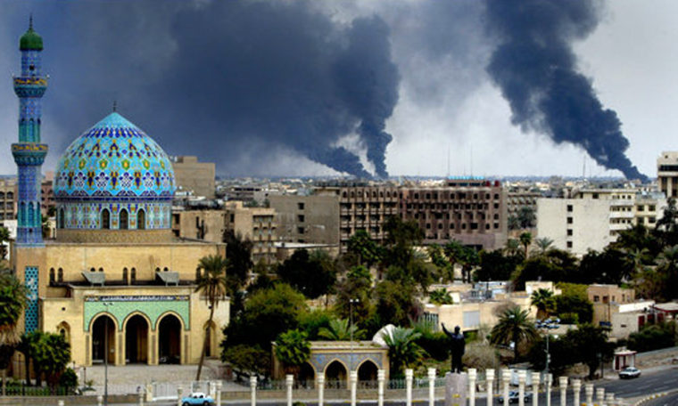 Image: Central Baghdad behind a mosque in 2003.